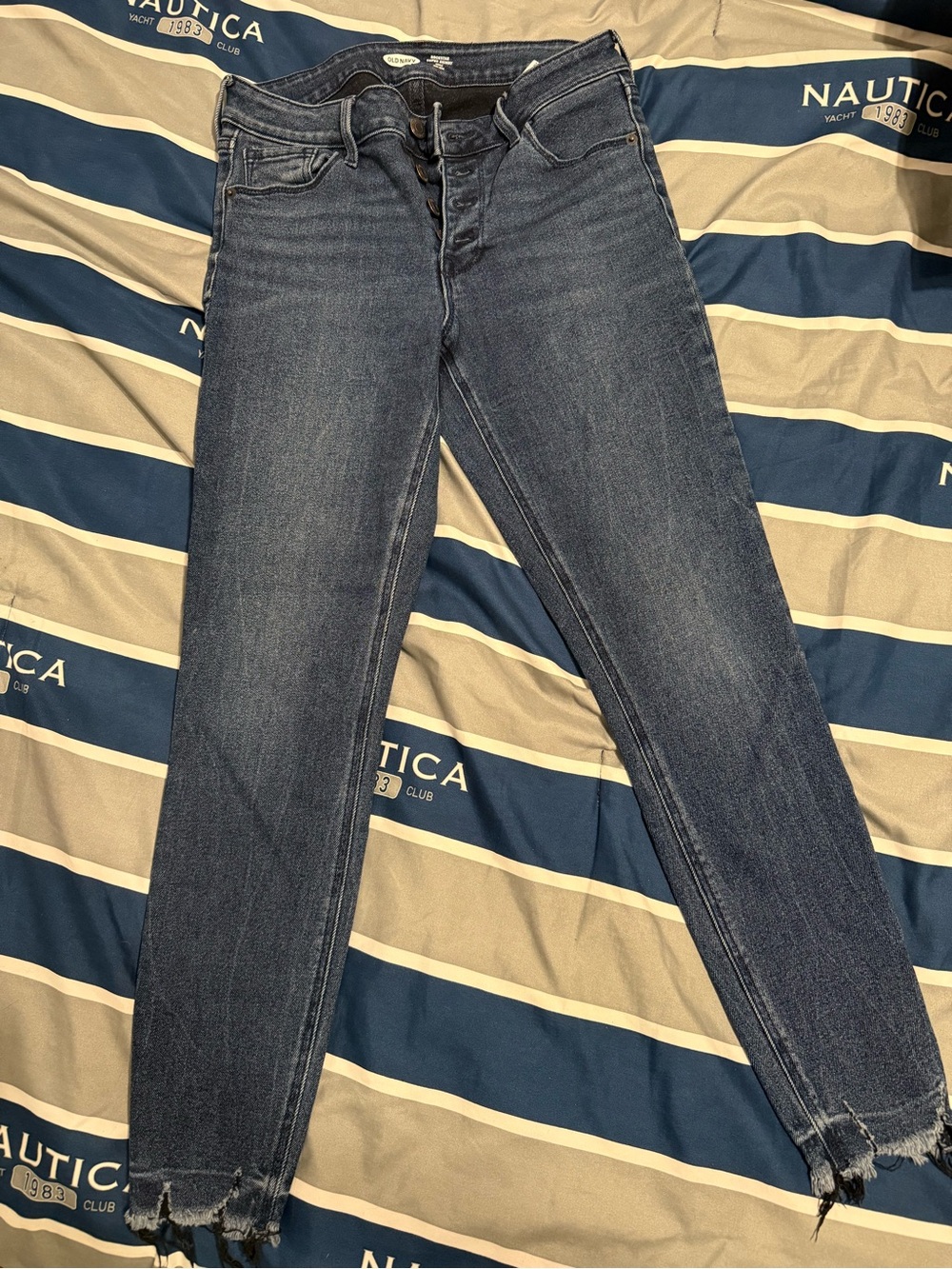 Old Navy High-Rise Dark Blue Button-Fly Jeans - Picture 3 of 3